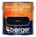 Berger Non Drip Gloss Black Paint- 2.5L litres