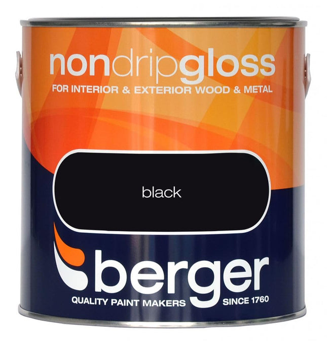 Berger Non Drip Gloss Black Paint- 2.5L litres