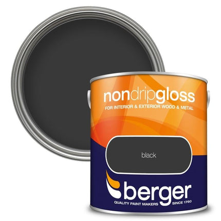 Berger Non Drip Gloss Black Paint- 2.5L litres