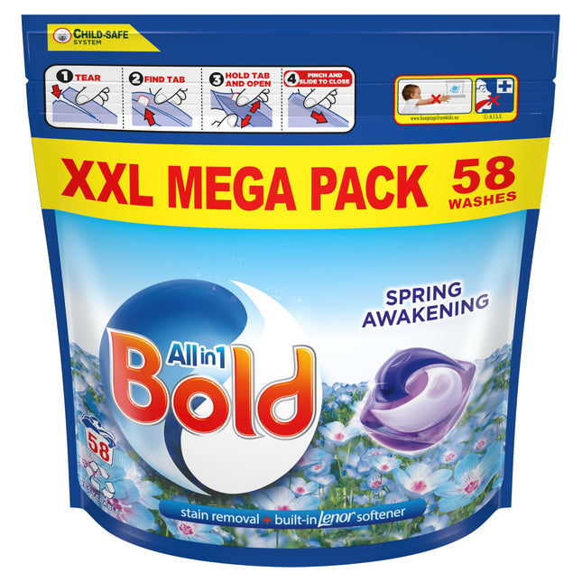 Bold All-in-1 PODS® Washing Capsules 58 Washes, Spring Awakening