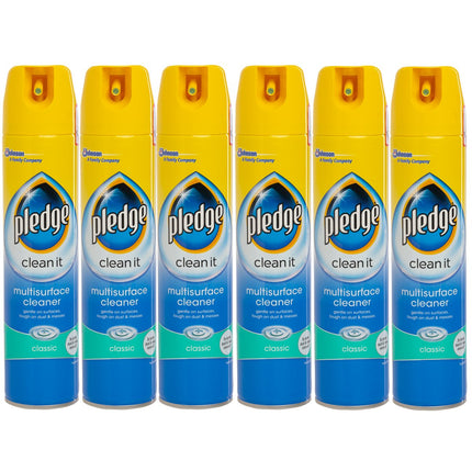 Pledge (6 Pack) 8.5oz Classic Furniture Polish Dusting Spray Cans Household Cleaner Dust Remover Spray