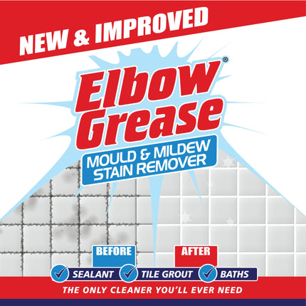 Elbow Grease Mould & Mildew Stain Remover Spray, Bathroom Cleaner - Cleans Baths, Showers, Toilets & Tiles (700ml)
