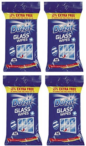 4 x Duzzit Glass Window Mirror Cleaning Wipes by Duzzit