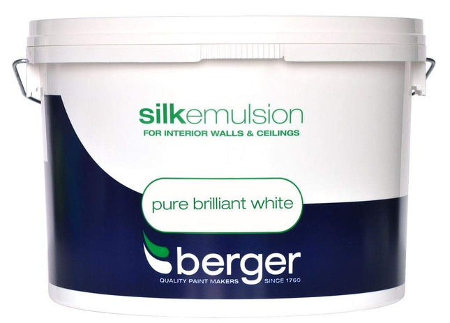 Berger Brilliant White Vinyl Silk Paint- 10L Litre