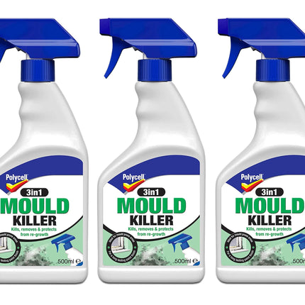 3X Polycell 3-in-1 Mould Killer Spray, 500 ml