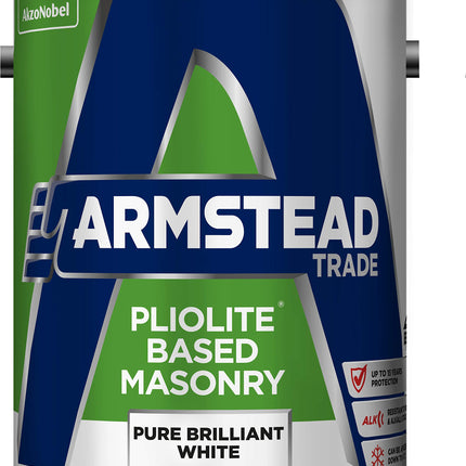 Armstead Trade Pliolite Masonry Paint Brilliant White 5 Litres