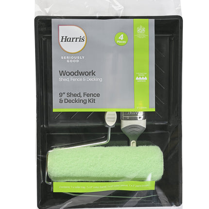 Harris Seriously Good Exterior Woodwork Shed Fence Decking Roller and Brush Kit, 9"