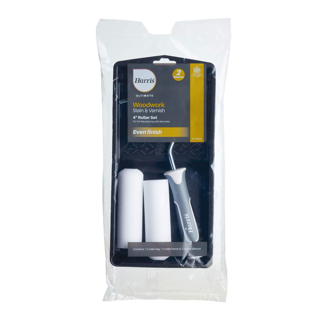 Harris 103022251 Ultimate Woodwork Stain & Varnish Roller Set 4in