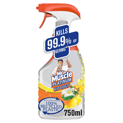 Mr Muscle Kitchen Cleaner Citrus Platinum Antibacterial Kitchen Spray, 750ml (Pack of 1)