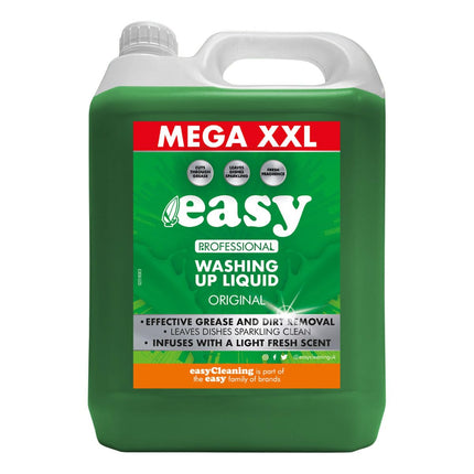 Easy Original Dish Washing Up Liquid Clean Scent Detergent Kitchen Soap Pack 5L - Savers Pack