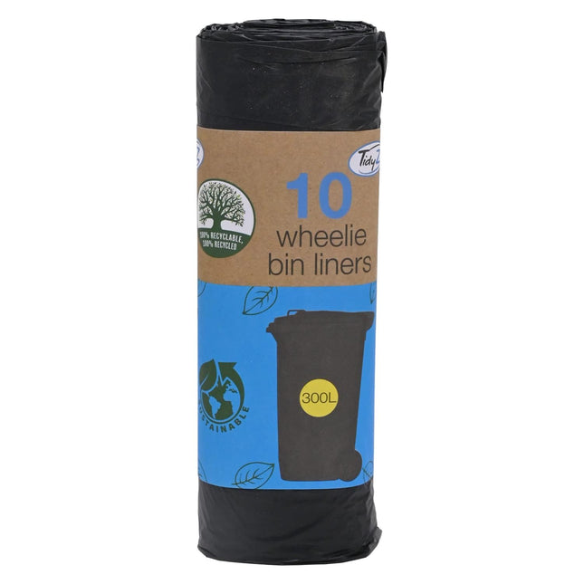 Tidyz Super Strong Wheelie Bin Black Bin Liners 10 Pack (300 Litres)