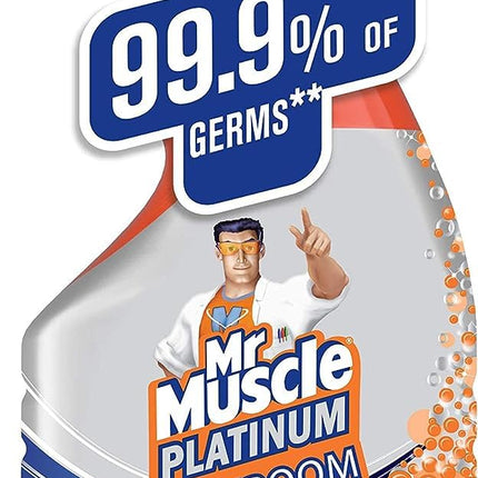 Mr Muscle Bathroom Cleaner, Platinum Antibacterial Bathroom Spray, Mandarin, Pack of 6 (6 x 750ml)