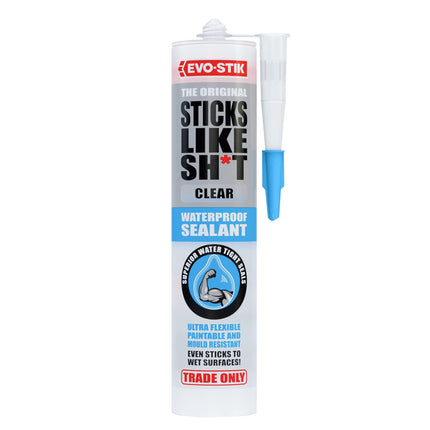 EVO-STIK Sticks Like Sh*t Waterproof Sealant Clear - 290ml - All-Purpose - Mould resistant