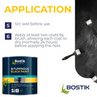 Bostik Bituminous Black Paint, Waterproofing Paint for Metalwork and Roofs, Brush On, Colour: Black, 1L Tin