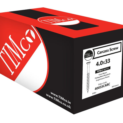 TIMCO PZ2 CSK Passivated Carcass Screws - Black - 4.0 x 33 - Box of 500