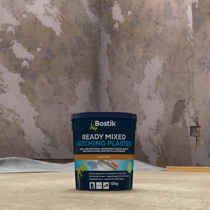 Bostik Ready Mixed Patching Plaster White - 10kg -Ready to Use - Ideal for Patching - Apply Straight From The Bucket - Repairing Cracks - Dents and Smoothing Uneven Plasterwork