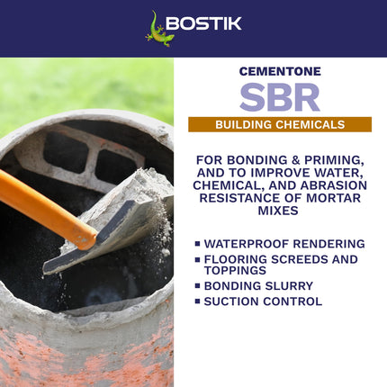 Bostik Cementone SBR 5L - Primer and Bonding Agent - Strengthens and Waterproofs Cement and Mortar Mixes