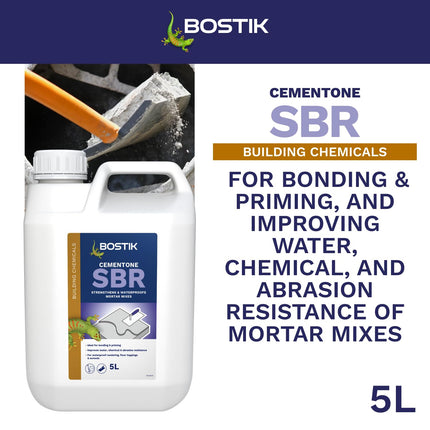Bostik Cementone SBR 5L - Primer and Bonding Agent - Strengthens and Waterproofs Cement and Mortar Mixes