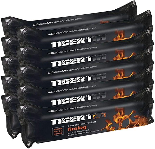Tiger Tim 20 x Smokeless Instant Lighting Fire Log 1.1kg Fuel for Open Fire Stove Burns 2-3 Hours