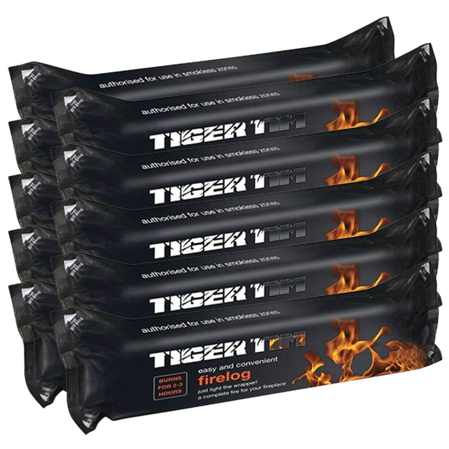 Tiger Tim 30 x Smokeless Instant Lighting Fire Log 1.1kg Fuel for Open Fire Stove Burns 2-3 Hours