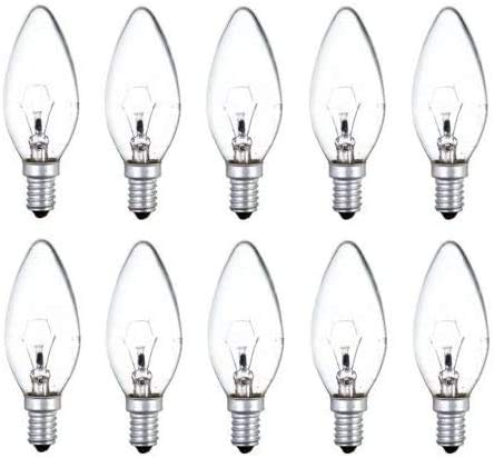 10 x Clear Candle Small Edison Screw Cap SES E14 Lamp Light Bulbs 25W 25 Watt