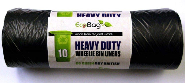 2 X Super Strong 10 Heavy Duty Wheelie Bin Liners, 240 Litre Capacity Black Bag