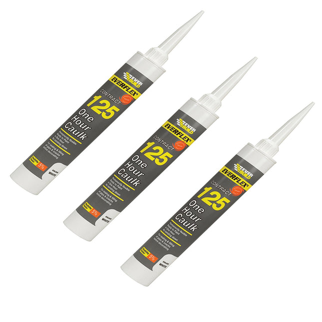 Everbuild Everflex 125 One Hour Caulk Sealant & Filler White 310ml (Various Quantities) (3)