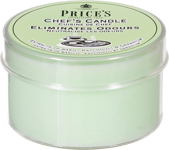 Prices Chefs Candle in Tin - Eliminates Cooking Cooks Kitchen Odour - TRIPLE PACK,Green,6.8 l x 19.8 w x 4.4 h centimeters