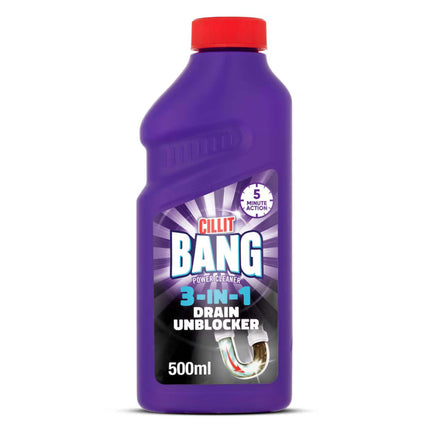 Cillit Bang Power Cleaner Drain Unblocker Kit tool & Gel | 500ml Per Bottle | Pack of 4 | 4 x 500ml