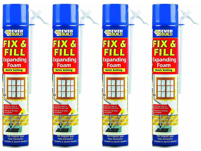 4 X Everbuild EVFF7 Fix and Fill Expanding Foam Filler 750ml by Everbuild