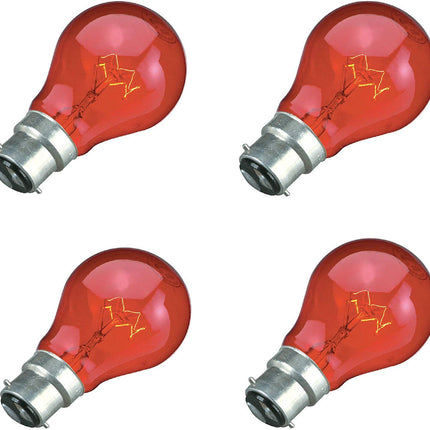 8 x 60W Red Fireglow Light Bulbs Bayonet BC B22 for flame Effect Electric Fires