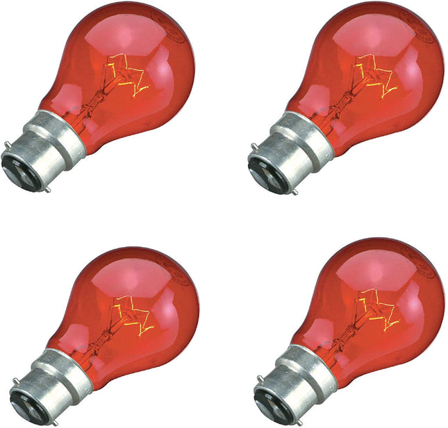 8 x 60W Red Fireglow Light Bulbs Bayonet BC B22 for flame Effect Electric Fires