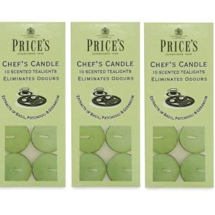 Price's Candles - Chef's Candle Tea Lights 10 Pack x 3 (30 Candles)