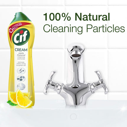 Cif Lemon Cream Cleaner multipurpose surface cleaner with 100% natural cleaning particles removes 100% of the toughest dirt 500 ml Pack of 8