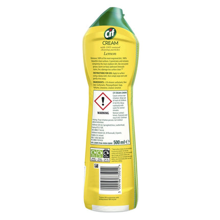 Cif Lemon Cream Cleaner multipurpose surface cleaner with 100% natural cleaning particles removes 100% of the toughest dirt 500 ml Pack of 8