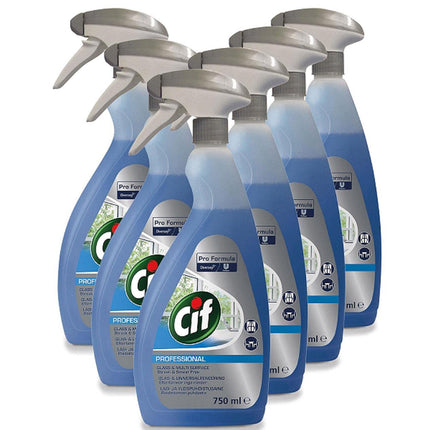 6 Pack of 750ml Cif Professional Formula Glass & Multi-Surface Cleaner Streak and Smear Free Finish