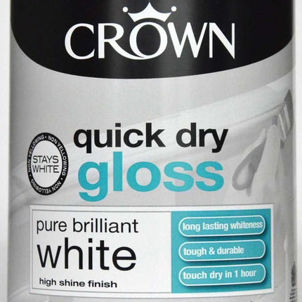 Crown Quick Dry Gloss Pure Brilliant White 750ml Wood & Metal, Internal & External