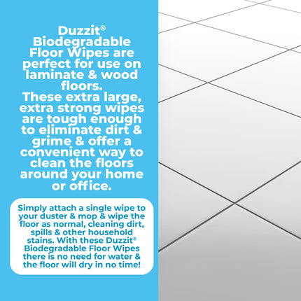 Duzzit Floor Wipes - Cleans & Shines | 100% Biodegradable - Made From Plant Fibres | For Ceramic, Wood and Linoleum Floors (16 Biodegradable Wipes, Lemon)