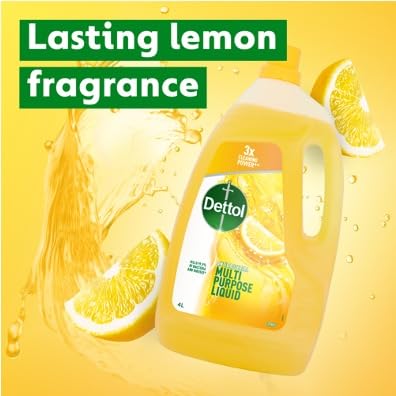 Dettol Antibacterial Multi Purpose Citrus Cleaner 4L - Floor, Kitchen, Bin, Sink Grease Remover - Kills 99.9% Germs - Disinfectant Household Solution