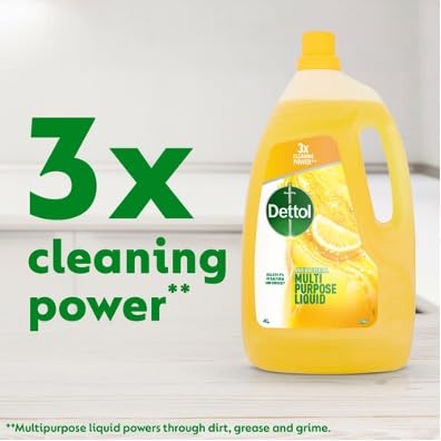 Dettol Antibacterial Multi Purpose Citrus Cleaner 4L - Floor, Kitchen, Bin, Sink Grease Remover - Kills 99.9% Germs - Disinfectant Household Solution