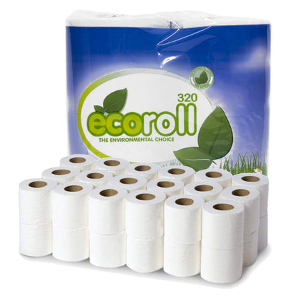 Environmental Friendly Biodegradable Eco-Roll Toilet Roll Paper Tissue - 100% Recycled 2 Ply (36 Pack)