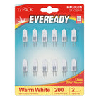 Eveready G4 Halogen Light Bulbs, Light Bulb, 20W, 12V, 2-Pin Base, Clear Capsule, Warm White, Dimmable, 12-Pack