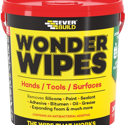 5 X Everbuild Giant Wonder Wipes Multi Purpose Hand Wipes - 300 Tub