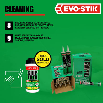EVO-STIK GRIPFILL Gap Filling Adhesive, Bonds almost any surface, Colour: Buff, 12x 350ml