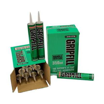 EVO-STIK GRIPFILL Gap Filling Adhesive, Bonds almost any surface, Colour: Buff, 12x 350ml
