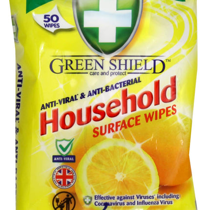 GREENSHIELD ANTIBAC Household Surface Wipes Multi Packs of 50 Wipes Each (Box of 6)