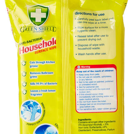 Green Shield Anti-Bacterial Household Surface Wipes (Pack of 8, Total 400)