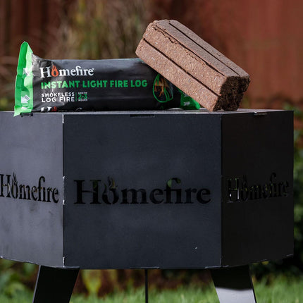 Homefire Natural Instant Light Fire Logs, for Open Fires, Multi-fuel Stoves, Wood Burners, and Campfires, Smokeless and Odourless (Pack of 10)