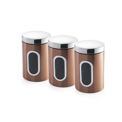 Addis 515717 Set of 3X Canisters-Copper, Metal, 1.4L