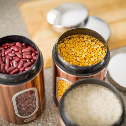 Addis 515717 Set of 3X Canisters-Copper, Metal, 1.4L